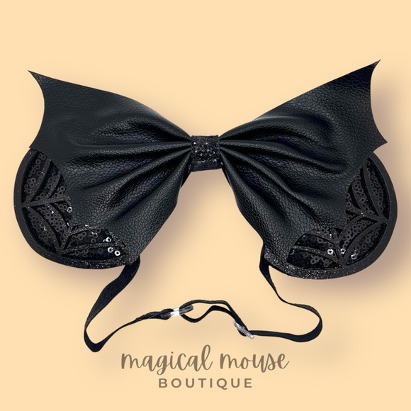 Spooky Sparkle Elastic Minnie Ears | Disney-Inspired Adjustable Halloween Ears - Picture 1 of 5